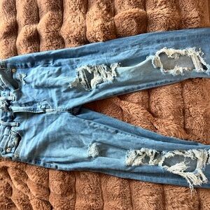 American Eagle Outfitters Light Blue Ripped Skinny Jeans